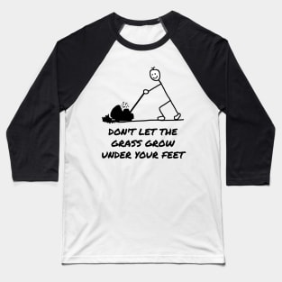 Funny Gardener Cartoon Mowing Lawn Baseball T-Shirt